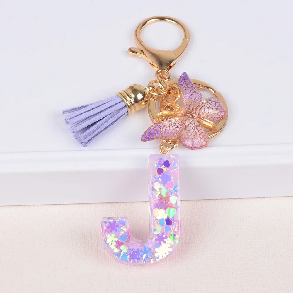 🔥Butterfly Letter Keychain Tassel Design Vibrant Durable Lightweight Gift